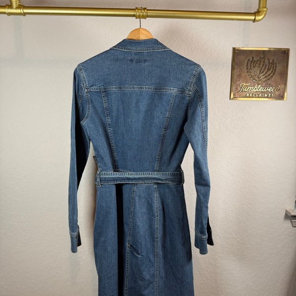 Sergio Valente Mens Denim Long Sleeve Button Front Belted Shirt Dress Blue M - Picture 7 of 10